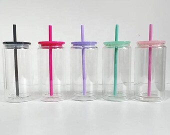 Paquete de 5 bolas de nieve acrílicas con tapas de plástico y pajitas