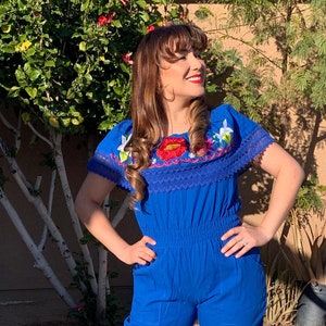 Mexican floral embroidered Jumpsuit Romper