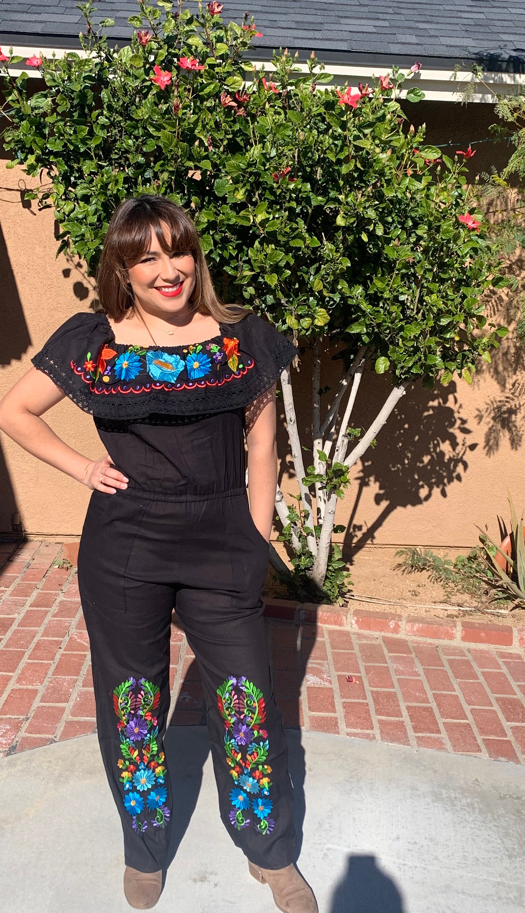 Mexican Floral Embroidered Jumpsuit Romper - Etsy
