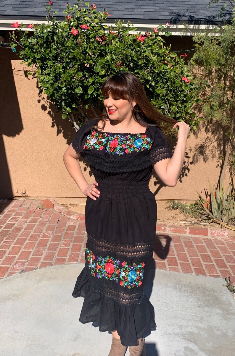 Long Mexican Traditional Dress.s Xl.typical Mexican Dress. Boho Hippie