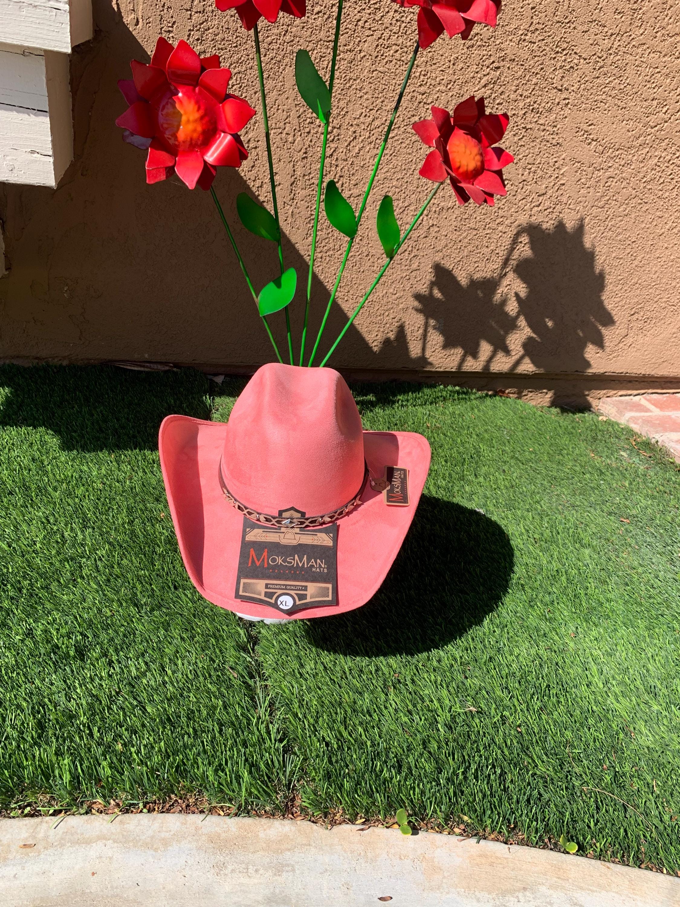 HAT western cowboy cowgirl faux suede felt blush pink adjustable sweat band NWT Pink Felt Western Cowboy Hat With an Elastic Sweat Band for  main image 4