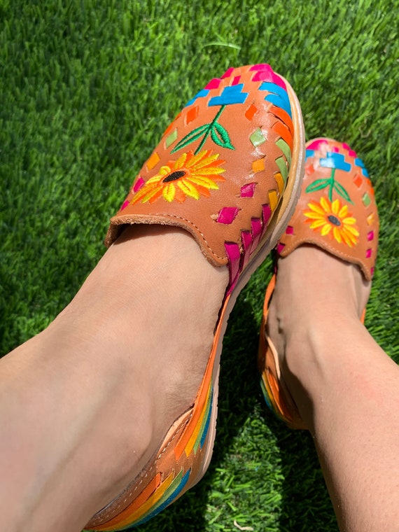 Huichol Huaraches Bordados Con Chaquira Huaraches Mexicanos Para
