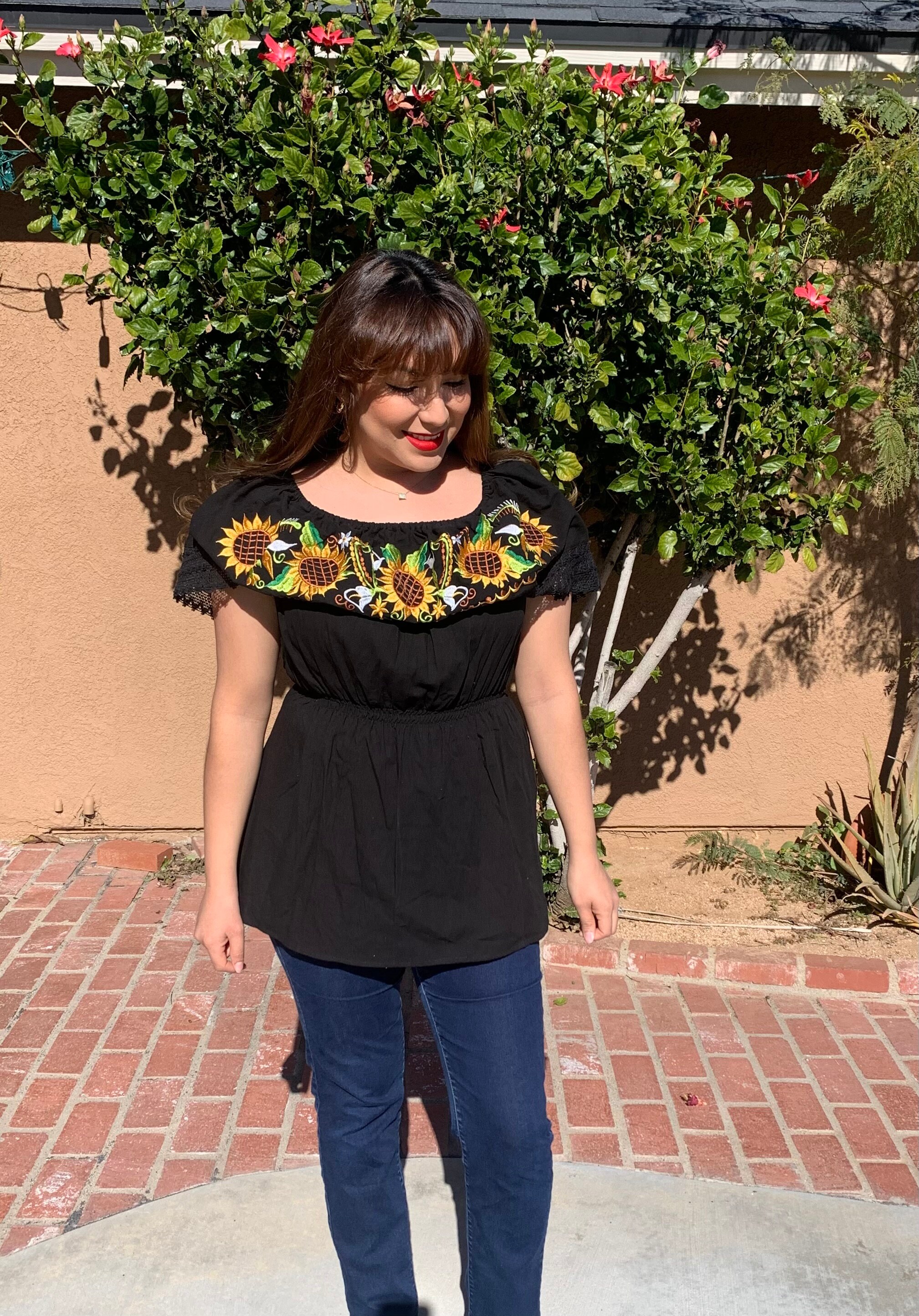 Sunflower Off-Shoulder Mexican Shirts/ Blusa Mexicana Artesanal Campesina Basica Blouse main image 2