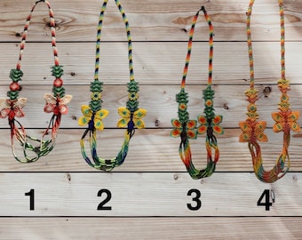 Mexican beaded butterfly necklace/huichol necklace/chaquira necklace/collar de mariposa chaquira/Native indigenous necklace