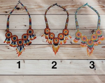 Handmade mexican beaded necklace/chaquira necklace/huichol necklace/collar artesanal de chaquira/Native indigenous necklace/chaquira collar