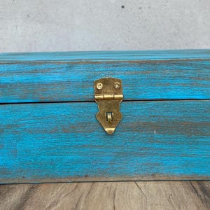 Handmade Turquoise Finish Jewelry Wooden Box Gift Boxes  Large Memory Box For Decorative Boxes With Desk Wooden Storage Box Home Decor