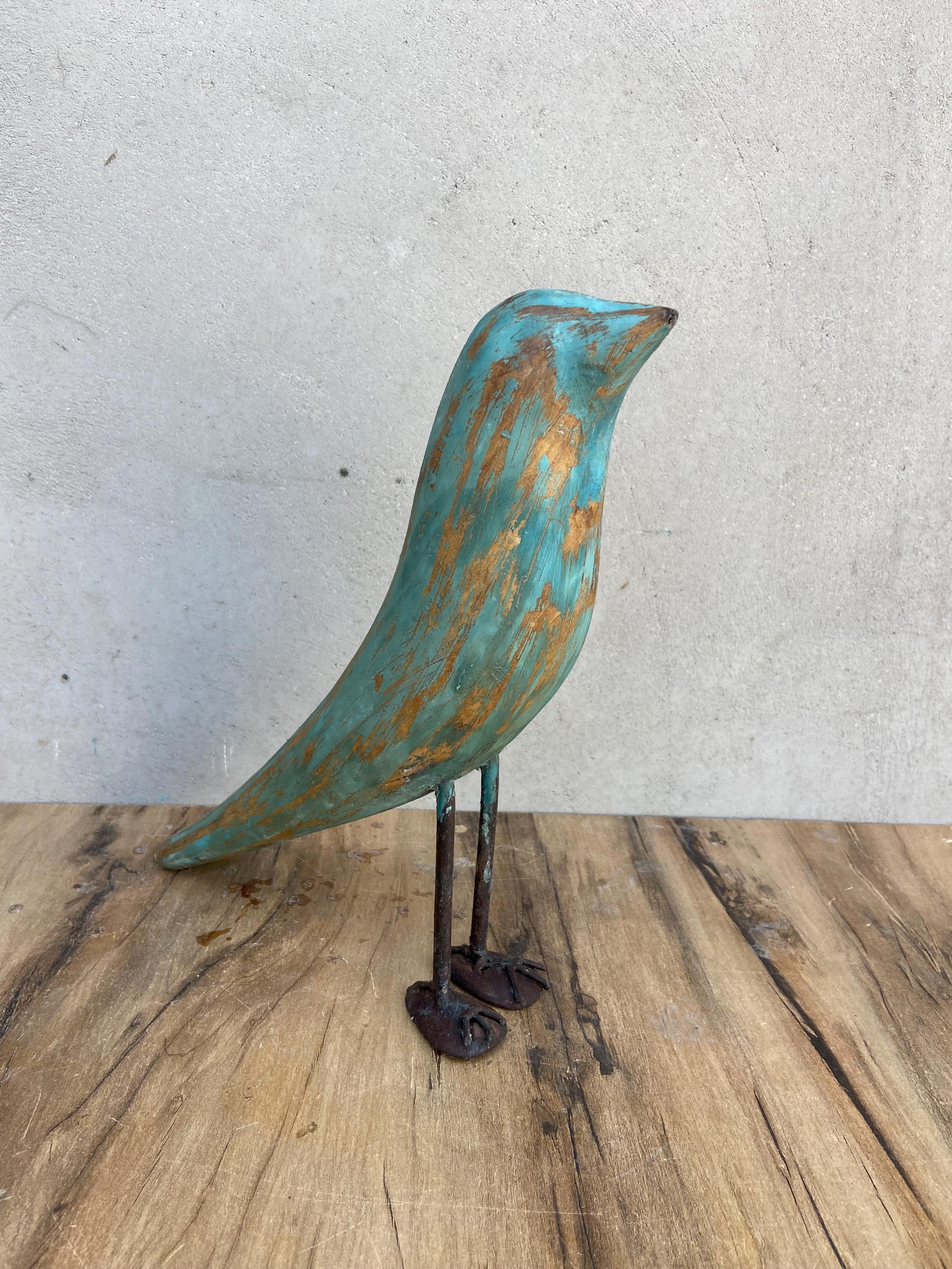 Handgemaakte houten duif beeldje origineel oud hout handgesneden woondecoratie