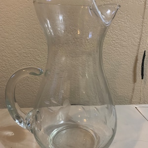 Princess House “Heritage” Vintage Hand Blown Crystalline 64 ounce Lip Glass Pitcher