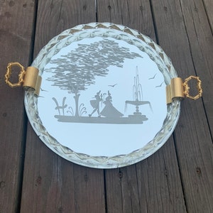 Murano 1940’s Etched Mirror Tray