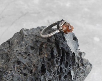 Grossular Garnet silver ring | Size 10.5 | Mined and handmade in Bishop California | Ethical Crystal Jewelry |natural facets