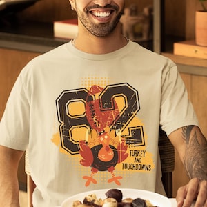 Touchdowns Turkey Shirt Friends Thanksgiving Football Shirt Fall Football Shirt Game Day T-Shirt Football Season Shirt Thanksgiving Men Tee