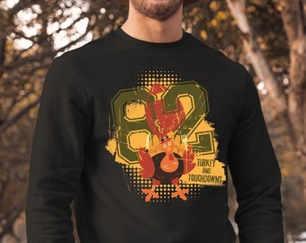 T-shirt Turkije Touchdowns, grappig voetbalshirt voor Thanksgiving