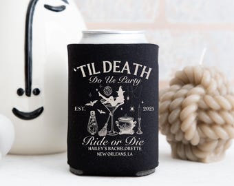 Halloween Bachelorette Party Can Cooler, Witchy Bridal Favors