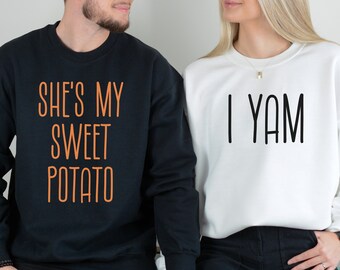 Sudadera a juego para parejas con estampado de batata y ñame para el Día de Acción de Gracias
