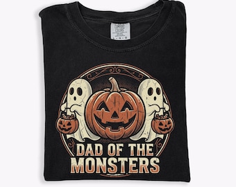 Dad of the Monsters Retro Halloween Shirt: Spooky Father Tee