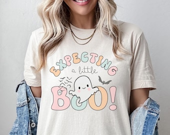 Expecting a Little Boo Shirt, Fall Baby Announcement Sweatshirt, Fall Maternity T-Shirt, Halloween Pregnancy Sweatshirt, Expecting Mom Gift
