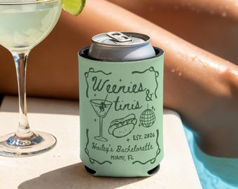 Weenies and Martinis Bachelorette Can Coolers: Custom Tini Bachelorette Party Favors