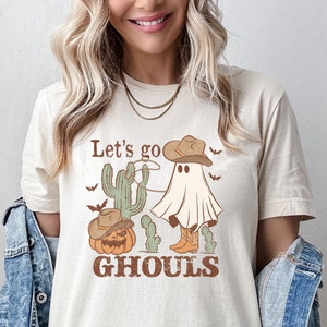 Lets Go Ghouls Shirt Cowgirl Ghost Shirt Western Halloween Shirt Women Halloween Tee Vintage Ghost Shirt Girls Matching Tee Halloween Tshirt