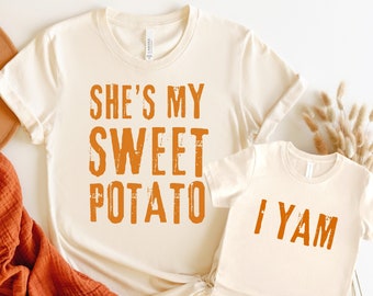 Camisas de Acción de Gracias con batata y ñame, camisas familiares a juego para otoño