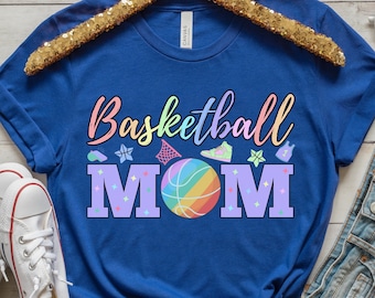 Maglietta per mamma che ama il basket, design retrò colorato