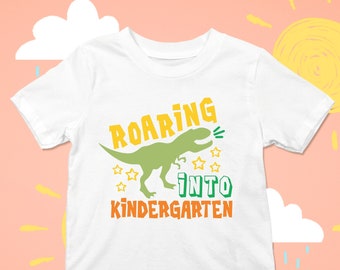 roaring into kindergarten roaring into kinder roar shirt kindergarten boy 1st day kindergarten shirt girl kindergarten team kindergarten