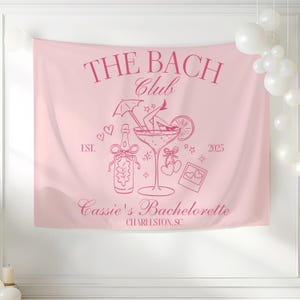 Benutzerdefinierte Bachelorette Party Banner, Strand Bachelorette Kulisse, The Bach Club Party Decor, Bachelorette Wochenende Wandteppich, Brautparty Zeichen