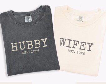 Comfort Colors® Wifey Hubby Shirt – Newlyweds Matching Honeymoon Tee
