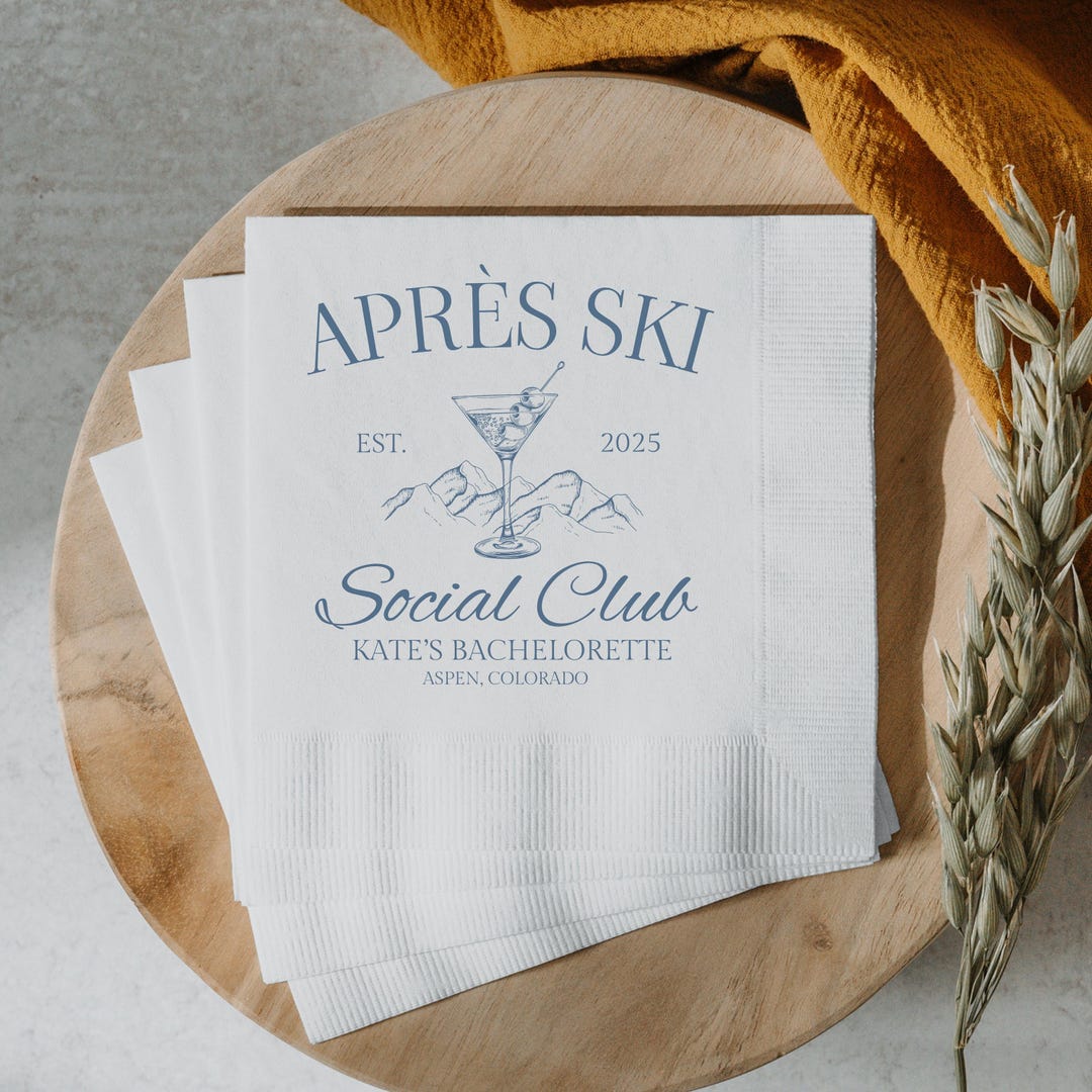 Apres Ski Napkins Custom Apres Ski Bachelorette Party Favor ...