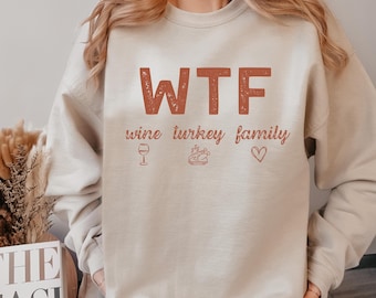 Grappig sweatshirt voor Thanksgiving-diner, familie-T-shirt wijn Turkije