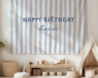 Happy Birthday-velachtergrond Gepersonaliseerde verjaardagsbanner met naam