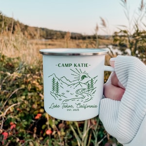 Camp Bachelorette Mugs, Custom Camp Themed Bridal Party Mugs, Lake Bachelorette Party Favors, Personalized Campfire Mug, Gift for Bridesmaid