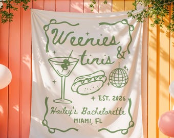 Weenies and Martinis Bachelorette Bachelorette Banner: Custom Martini Theme Bach Backdrop
