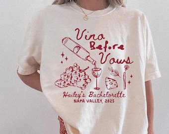 Vino Before Vows Bachelorette Shirt, Comfort Colors Winery Tee