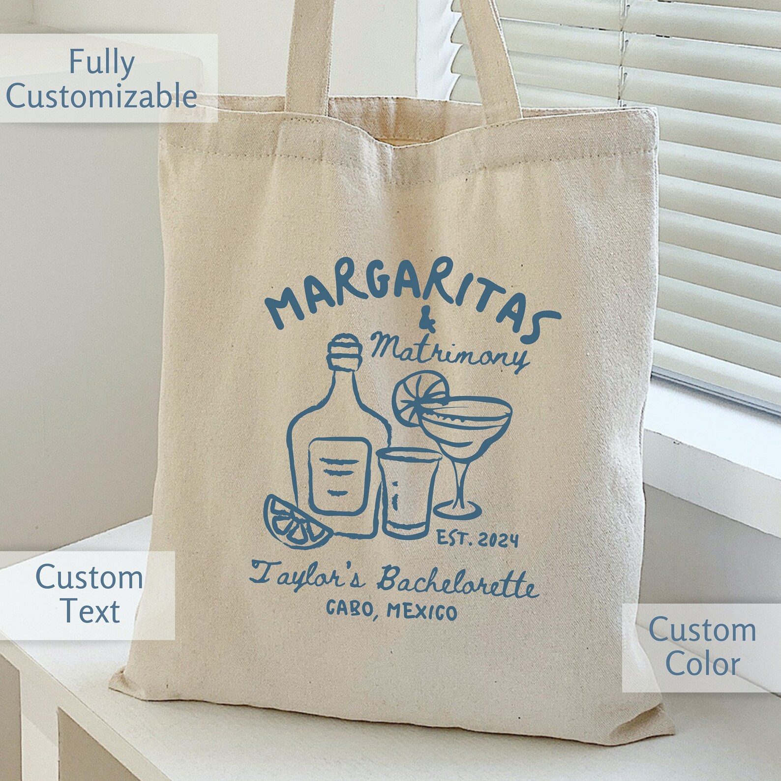 Margs and Matrimony Tote Custom Margaritas and Matrimony Bachelorette ...