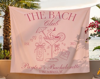 Striscione personalizzato per addio al nubilato, decorazioni per feste del Bach Club, sfondo per addio al nubilato in spiaggia, arazzo personalizzato per addio al nubilato, cartello per addio al nubilato in spiaggia