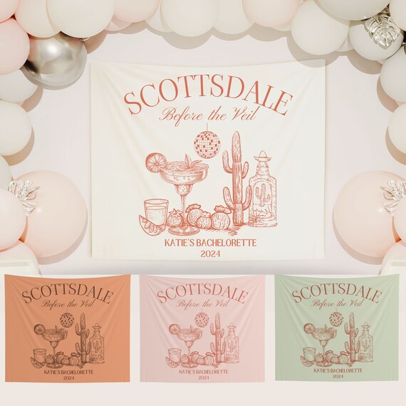 Desert Bachelorette Decor Scottsdale Bachelorette Welcome Sign Sedona Bachelorette Photo Backdrop Glamping Birthday Banner Cactus Bach Decor