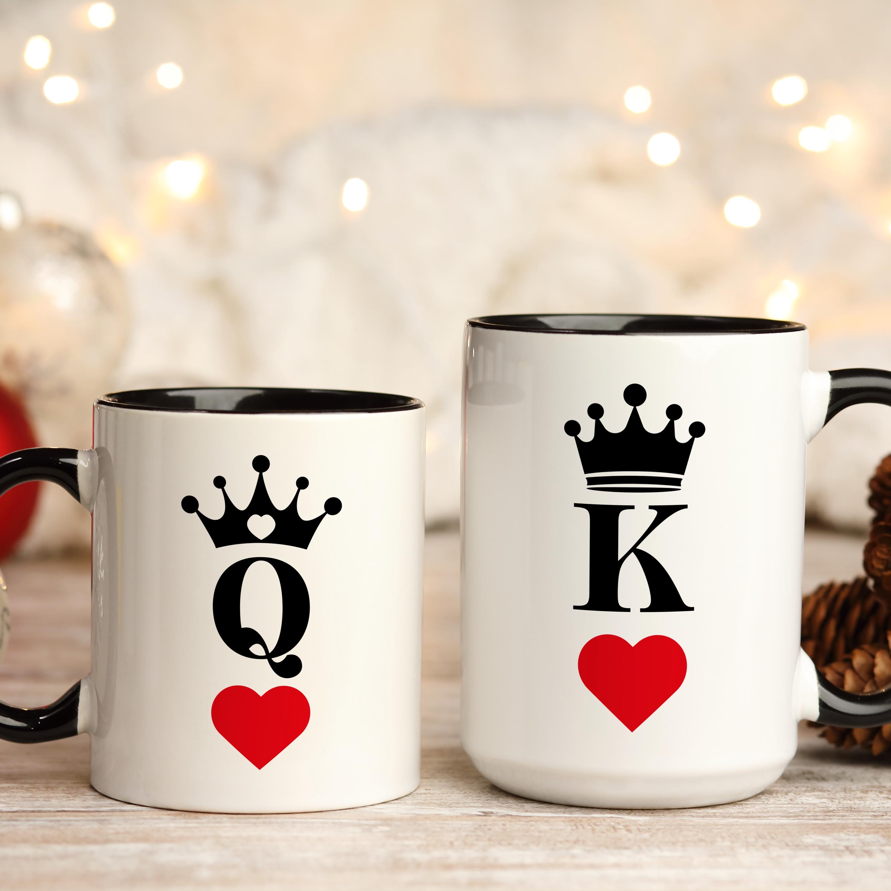 King and Queen Mugs Custom Couple Mug Husband and Wife Coffee Cups Valentine's Day Gift For Couples Anniversary Gift Wedding Party Present