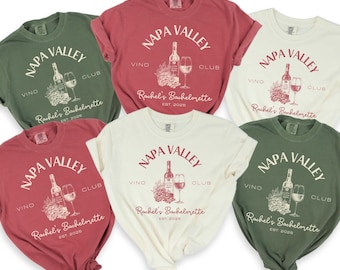 Aangepast shirt Napa vrijgezellenfeest comfortkleuren, T-shirt wijnproeverij bruidsfeest