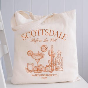 Scottsdale Bachelorette Tote Bag Scottsdale Before The Veil Custom Desert Girls Trip Cactus Bachelorette Party Favors Desert Bridal Party
