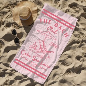 Custom Bachelorette Beach Towel, Bach Club Beach Towel, Bride Custom Beach Towel, Beach Bachelorette Party Favor, Coastal Bridal Shower Gift image 3
