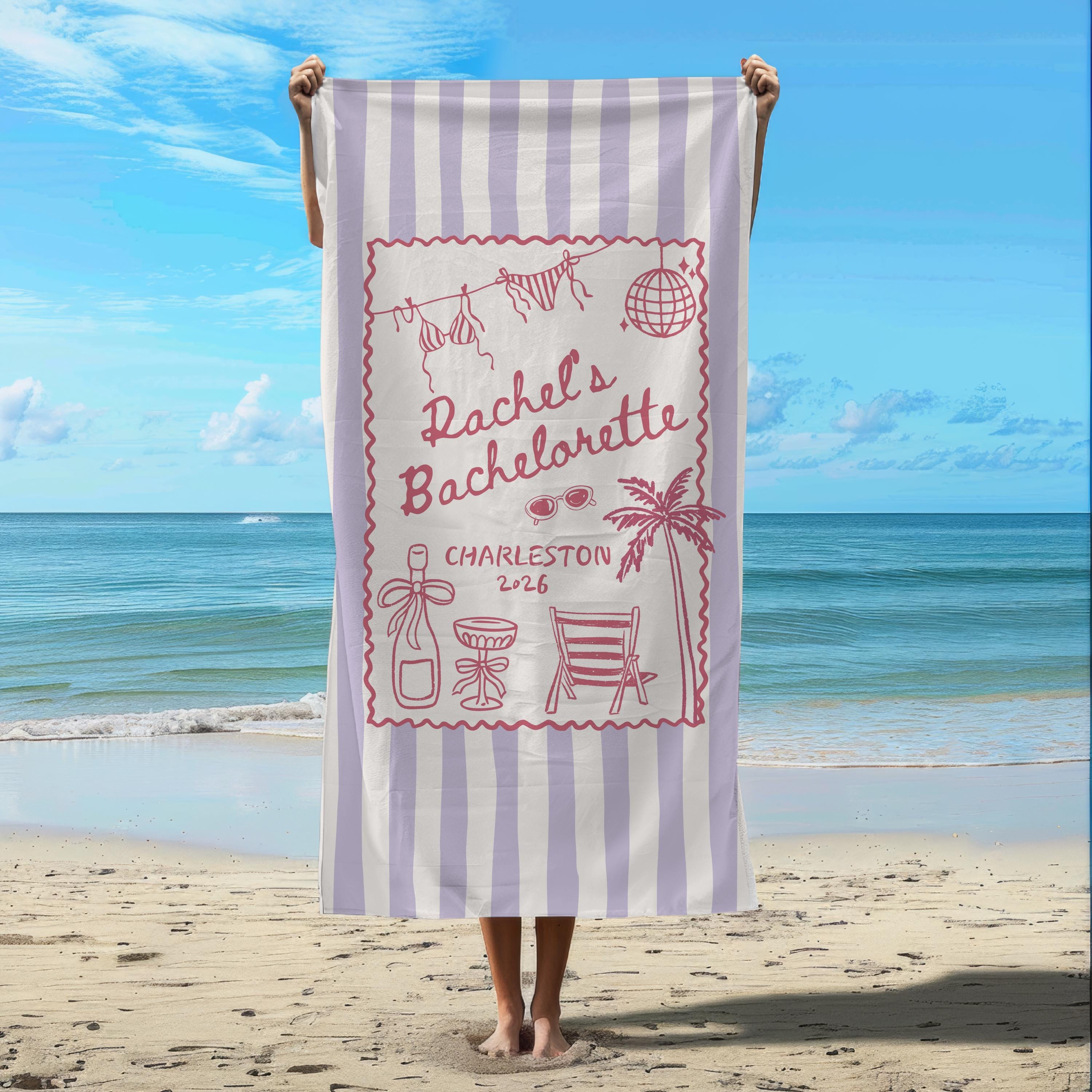 Personalized Bachelorette Beach Towel: Coastal Bridal Shower ...