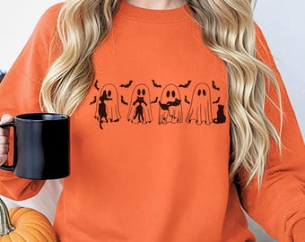 Sudadera de Halloween con gato fantasma, camiseta de temporada espeluznante