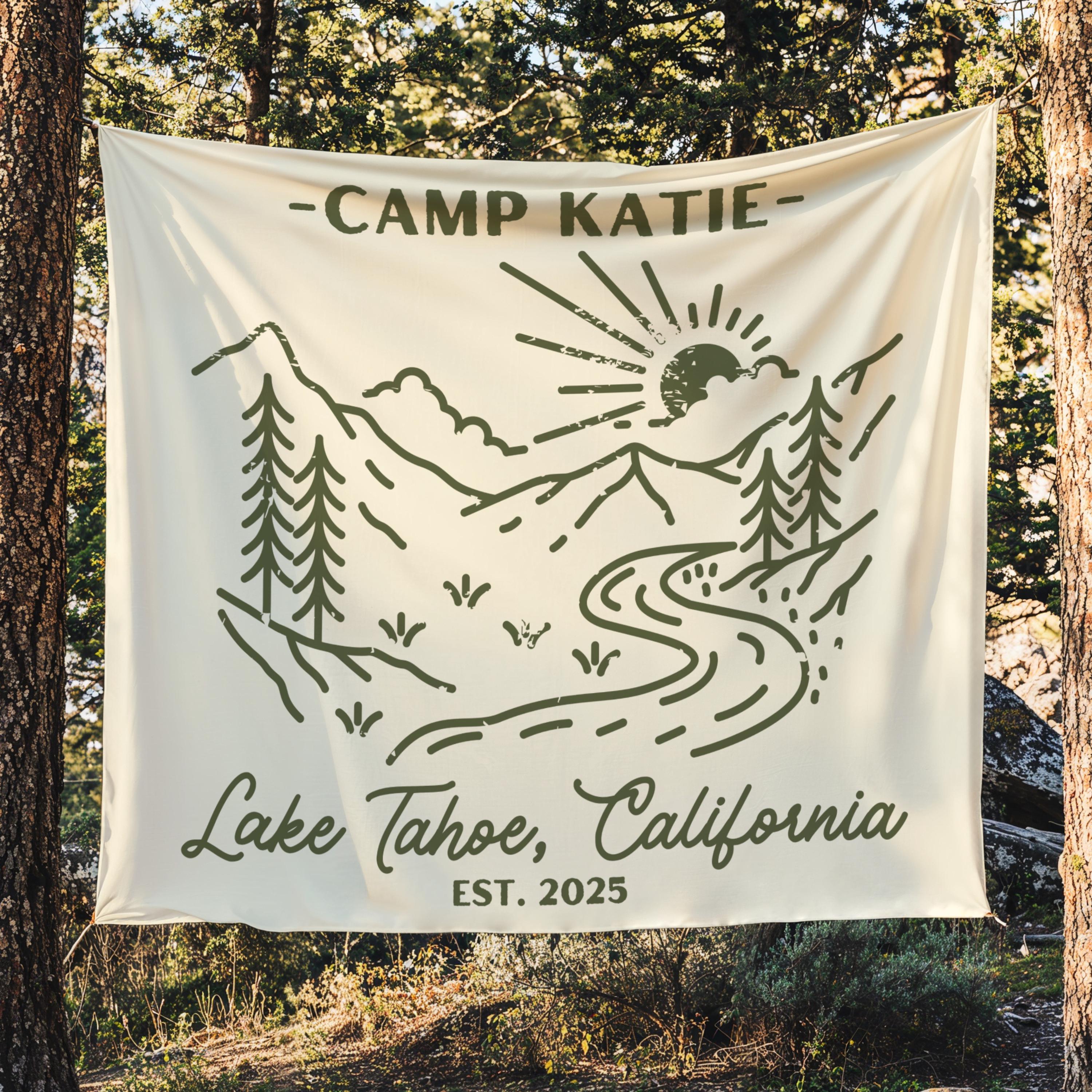 Custom Camp Bachelorette Photo Backdrop, Camp Birthday Party Banner, Cabin Bachelorette Welcome Sign, Forest Bridal Shower Decor, Lake Bach