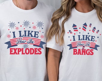 Shirt voor 4 juli grappig voor koppels, bijpassend vuurwerk-T-shirt
