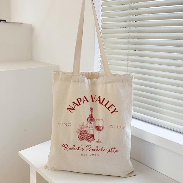 Napa Bachelorette Totes, Custom Winery Bachelorette Tote Bags, Wijn Thema Bruidsdouche Geschenken, Paso Robles Bachelorette Bruidsmeisjes Tote Bag