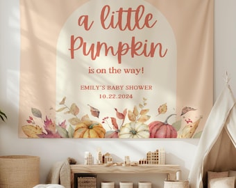 Pumpkin Baby Shower Backdrop, Little Pumpkin Is On The Way Sign, Custom Fall Pumpkin Baby Shower Party Decor, Boho Autumn Baby Shower Banner
