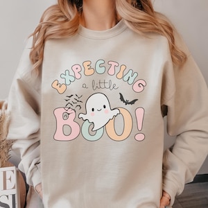 Expecting a Little Boo Sweatshirt, Fall Baby Announcement Shirt, Fall Maternity T-Shirt, Halloween Pregnancy Sweatshirt, Expecting Mom Gift