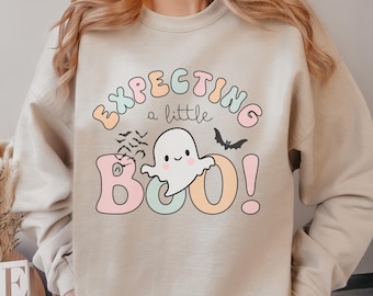 T-shirt med "Väntar en liten Buh"-motiv, tillkännagivande-tröja för höstbebisen, höst-graviditetströja, Halloween-graviditetströja, present till blivande mamma