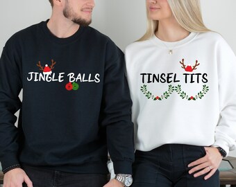 Jingle Balls E Tinsel Tette Natale Coppia Corrispondenza Divertente Canotta