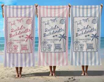 Personalized Bachelorette Beach Towel: Coastal Bridal Shower Bridesmaids Favor